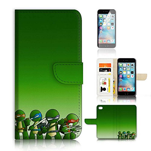 ( For iPhone 6 6S 4.7') Flip Wallet Case Cover and Screen Protector Bundle A20294 TMNT Ninja Turtle