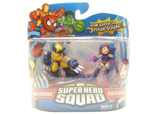 Marvel Superhero Squad Hasbro Series 7 Mini 3 Inch Figure 2-Pack Wolverine & Psylocke