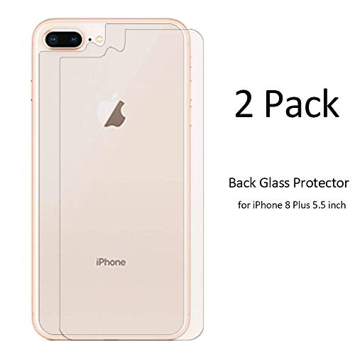ROSAUI Back Glass Protector for iPhone 8 Plus Rear Tempered Glass Film Screen Protector Anti-Scratch Bubble Free Ultra Thin Case Friendly Easy to Install Compatible (iPhone 8 Plus-2 Pack)