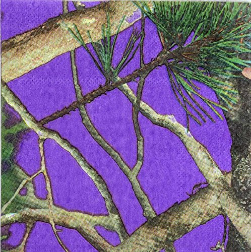 Purple Camo Beverage Napkin (Next Vista Camo, Cocktail Napkin, 16 Pack) Camo Colorz Collection by Havercamp