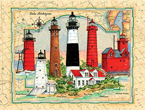 Heritage Puzzle Lighthouses of Michigan - 550 Piece Jigsaw Puzzle