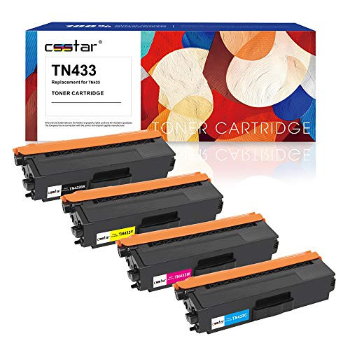 CSSTAR Compatible Toner Cartridge Replacement for TN433 TN-433 TN431 TN-431 Work with Brother HL-L8260CDW HL-L8360CDW HL-L8360CDWT MFC-L8610CDW MFC-L8900CDW Printer - Black, Cyan, Magenta, Yellow
