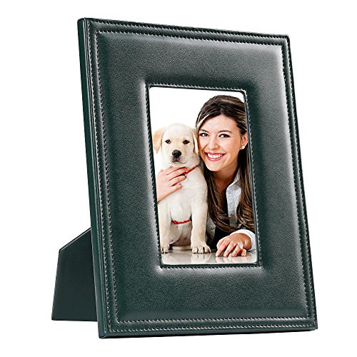 Tarshim 5x7 Picture Frames?Wood Leather Photo Frame Glass Front Made to Display 5x7 inch Picture Tabletop/Desktop Vertical and Horizontal Included