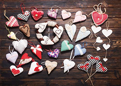 LYWYGG 7X5FT Wooden Background Brown Wood Backdrop Colourful Heart Vinyl Photography Backdrops Express Love Backgrounds Studio Prop CP-117