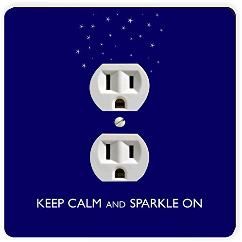 Rikki Knight Keep Calm and Sparkle on Blue Color Single Outlet Plate