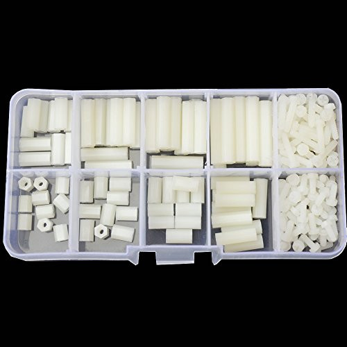 M2.5 Nylon Hex Standoff Plastic Thread Motherboard Spacer Prototyping Accessories for PCB, Quadcopter Drone, Computer & Circuit Board Assortment Kit (M2.5 Female ; White)