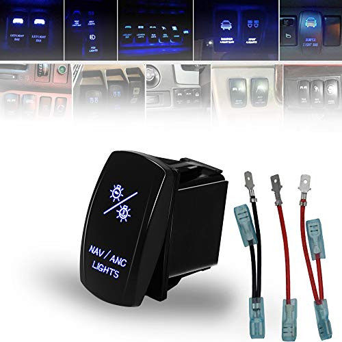 T-Former Laser NAV/ANC LIGHTS Blue Led Light Bar Rocker Switch + Jumper Wires 20A 12V On/Off LED Lights