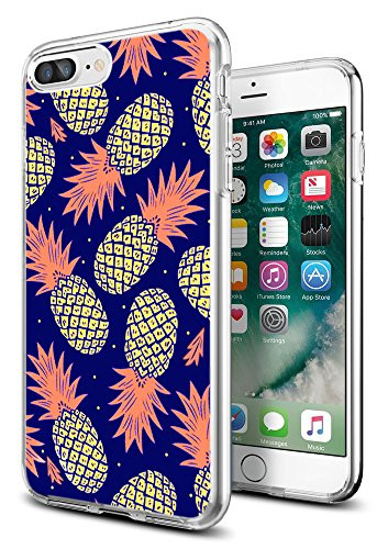 for iPhone 8 Plus Cases Pineapples,for iPhone 7 Plus Cases Pineapples,Gifun [Anti-Slide] and [Drop Protection] Protective Case for iPhone 8 Plus/for iPhone 7 Plus-Bllack and Yellow Pineapple