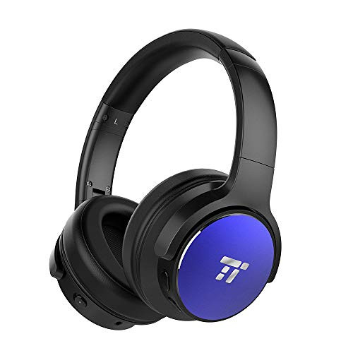 TaoTronics Active Noise Cancelling Bluetooth Headphones HiFi Stereo Wireless Over Ear Deep Bass Headset w/CVC Noise Canceling Microphone 30 Hour Playtime-Blue
