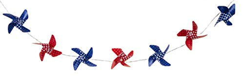 MIDWEST-CBK Ganz Light Up Patriotic Pinwheel Garland MIDWEST-CBK Ganz Light Up Patriotic Pinwheel Garland