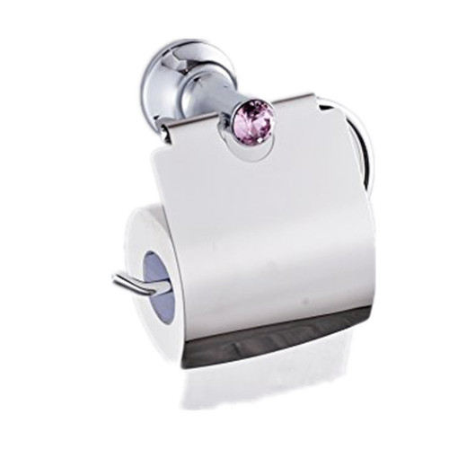 AUSWIND Contemporary Silver Solid Brass Polished Purple Diamond Toilet paper holder Wall Mounted Bathroom Accessories