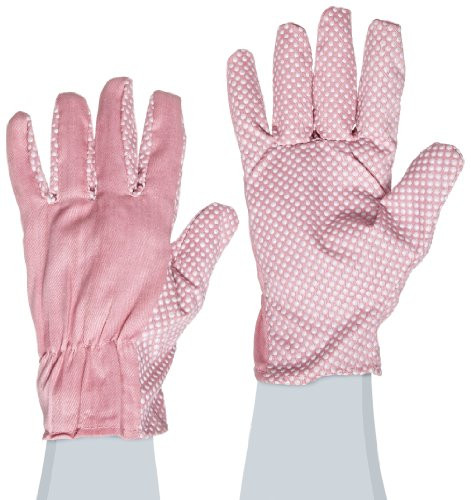 West Chester 56110 Polyester Cotton Canvas Back Jersey Palm Gloves with PVC Dots, Women's, Pink (Pack of 1 Pair)