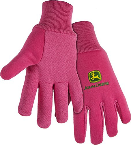 West Chester John Deere JD00003 Knit Polyester/Cotton All Purpose Work Gloves with Dotted Palms: Pink, Youth, 1 Pair