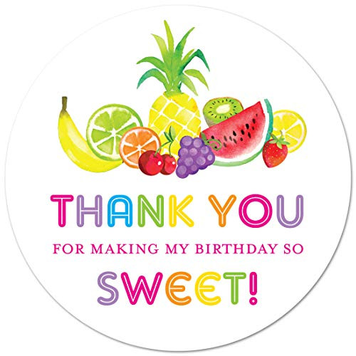 40 cnt Tutti Frutti Thank You Labels - Tutti Frutti Birthday Favor Stickers