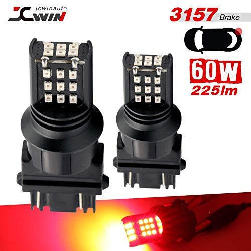 2 Bulbs 3157/7443/1157 Red/White/Yellow LED Light bulbs 60W for Turn Signal/Brake/Tail Light bulbs 2016 LED Chips (3157, red)
