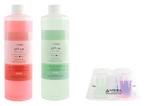 Apera Instruments AI1114 pH Calibration Solution Kit (7.00, 4.00), 16 oz. for Each, Plus a CalBox for Easy Organization of all Buffer Solutions, HDPE (High Density Polyethylene)