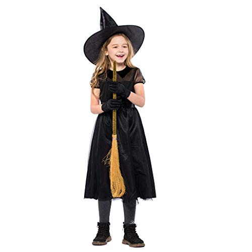 Meeyou Girls Witch Costume, Halloween Fancy Dress Up for kids,Size M,7-8T
