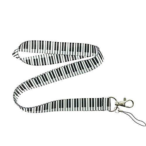 Key Chain Musical Note Neck Strap Lanyard Cell Phone Key Chain ID Card Holder Keychain (White)