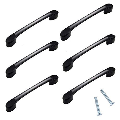 6 Pack Black Arch Cabinet Handle Pull, Kalolary 96mm Dresser Handles Center Drawer Pulls Furniture Kitchen Handles, 5.28Inch Total Length (3.78Inch/96mm Hole Center) Cabinet Pull Hardware