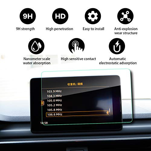 YEE PIN 2017 2018 2019 Audi A5 MMI 8.3Inch Tempered Glass, 9H Scratch Resistance High Definition Touch Sensitive Explosion-Proof Scratch & Hydrophobic and Oleophobic Screen Protector