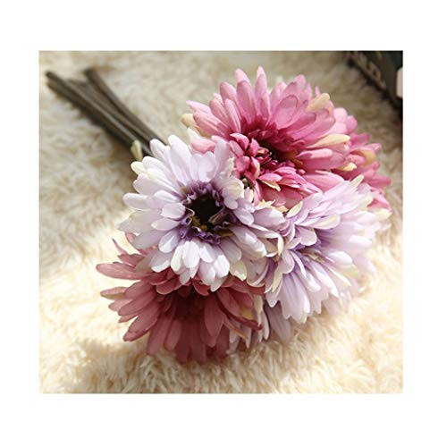 Artfen Artificial Gerbera Flower Artificial Daisy Flowers Bride Bridesmaid Holding Flowers 7 Stems Silk Daisies Flower Wedding Bouquet Living Room Office Party Garden DIY Decoration Purple