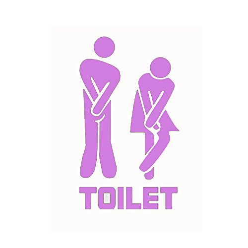 GLORYSHOP Removable PVC Toilet WC DIY Wall Stickers Home Decal Decor for Bathroom Washroom Man Woman, Purple
