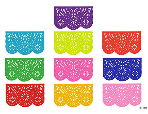 (5 Pack) Vivid Colors Flowers Papel Picado tissue paper design | Multi Colored papel flowers | Papel Picado flowers | Papel Picado pannels of flowers | Papel Picado flower | 65.5 Ft. Total Length |PW9