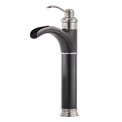 BWE Waterfall Commercial Bathroom Vessel Sink Faucet Single Handle Lever One Hole Oil Rubbed Bronze With Brushed Nickel