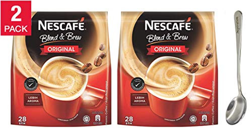 Nescafé 3 in 1 Blend & Brew Original Instant Coffee Sticks - 19g28 Stick Packs, Premix Coffee / LEBIH AROMA Comes with free Inspirations Brand Spoon (2-Pack)