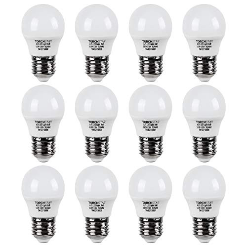 TORCHSTAR 5W A15 LED Light Bulb, 450lm 40W Equivalent, Omni Directional LED Bulb, LED Refrigerator Bulb with E26/E27 Medium Base, 5000K Daylight, Pack of 12
