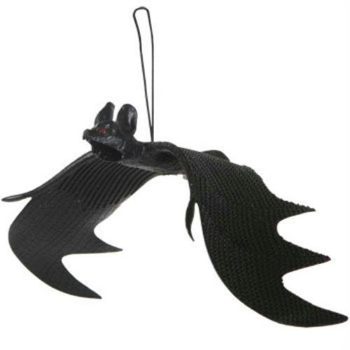 Black Rubber Hanging Bats Spooky Creepy Scary Halloween Decoration (Pack of 2)