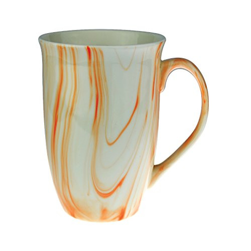 Mug - Marble Finish Ceramic Coffee Mugs 16 Ounce - Beautiful Hand Crafted Marble Finish Ceramic Stoneware Coffee and Tea Cup (Orange, 1)