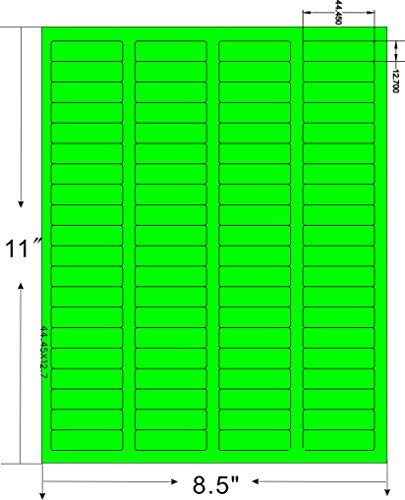100 Sheets / 8000 Fluorescent FBA and Word Compatible Size Address Labels 80UP 1.75"x0.5" 80 Labels Per Sheet. Ink Jet and Laser Guaranteed. (Fluorescent Green)