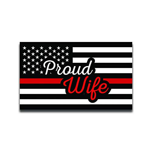 DHDM Designs 2-Pack Proud Firefighter Wife Thin Red Line Flag | Premium Quality Vinyl Decal Stickers | 5.5-Inch Laminated with UV Protective Laminate | PD2934