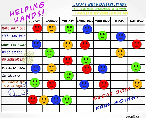 Magnetic Responsibility Chart Dry Erase Board 13" X 16" with Marker Chore Chart/Reward Chart White Fluorescent