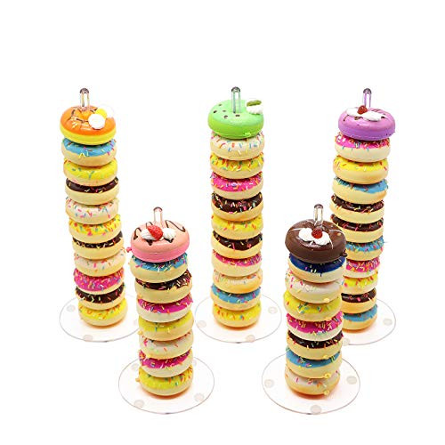 Acrylic Donut Stands - Doughnut Stand Tower - Clear Donut Bagels Display Stand Holder for Wedding Birthday Treat Parties, 5 Pack