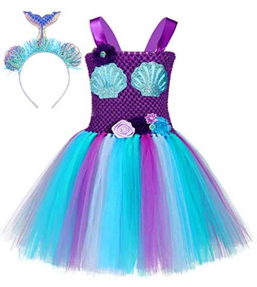 Halloween Mermaid Costumes for Girls Princess Tulle Tutu Dress Birthday Party Costume Size 9-10