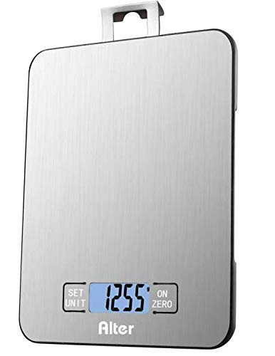 Digital Kitchen Scale Multi-Function Food Scale, 11 lb / 5 kg, Silver, Stainless Steel (Batteries Included)
