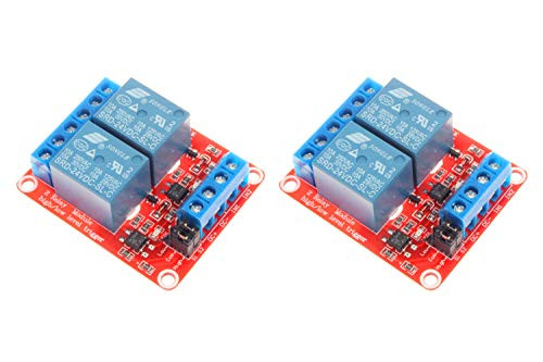 NOYITO 2 Channel Relay Module With Isolated Optocoupler 5V 12V 24V High Low Level Trigger Module Triggered (Pack of 2) (12V, Red)