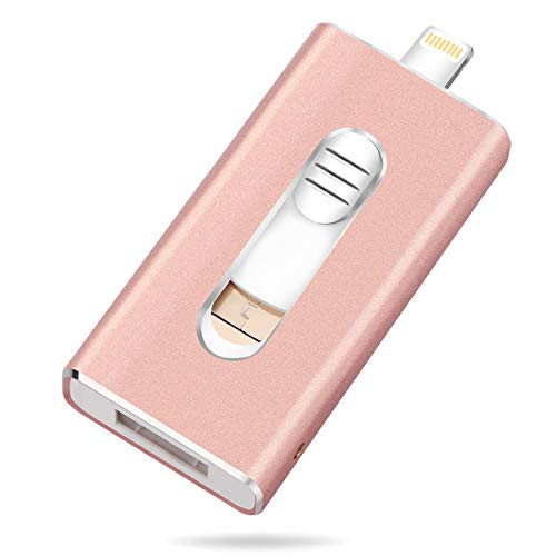 32GB USB Flash Drive for iPhone, TPSON USB Memory Stick External Storage Expansion 3 in 1 Encrypted Micro OTG Thumb Drive Compatible for iPhone iPad iOS Mac Android Laptop Computers (32GB, Pink)