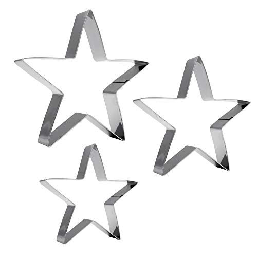 KSPOWWIN 3 Pieces Cookie Cutters Set Stainless Steel Biscuit Mold Star Shape Sandwich Cookie Cutter