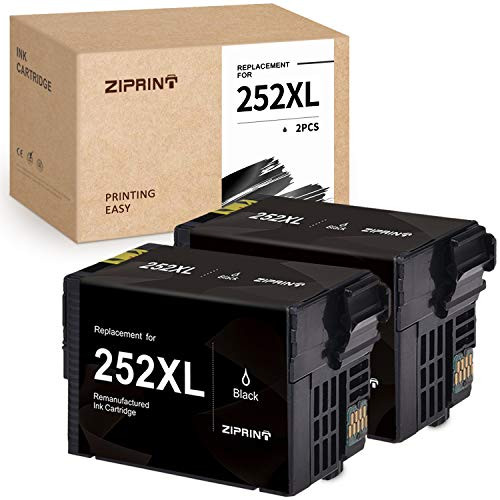 ZIPRINT Remanufactured Ink Cartridge Replacement for Epson 252XL 252 Ink for Epson Workforce WF-7720 WF-7710 WF-3640 WF-3630 WF-3620 WF-7620 WF-7610 WF-7110 Printer (252XL Black, 2-Pack)