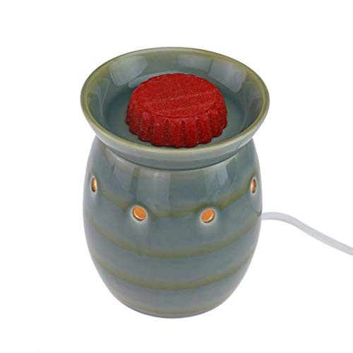 StarMoon Wax Melt Warmer Electric, Candle Warmer for Wax Melt, Home Fragrance Diffuser, Home Décor, No Flame, Removable Dish, with One More Bulb (D. Green & Gray)