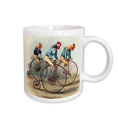 3dRose Roosters Riding Ceramic Mug, 15-Ounce