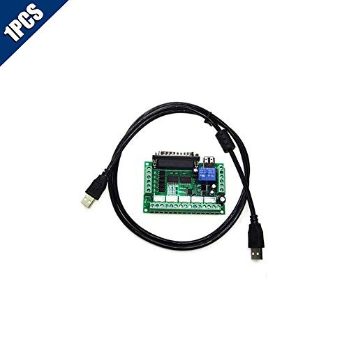 KOOBOOK 1Pcs 5 Axis CNC Breakout Board Mach3 Interface Board with Optical Coupler for MACH3 Stepper Motor Driver?With USB Cable?