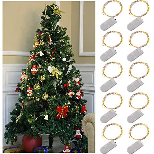 Frienda 10 Pieces Fairy String Lights Warm White Lights String 3.3 Feet LED String Lights Battery Operated Wire Lights for Bedroom Wedding Christmas Party