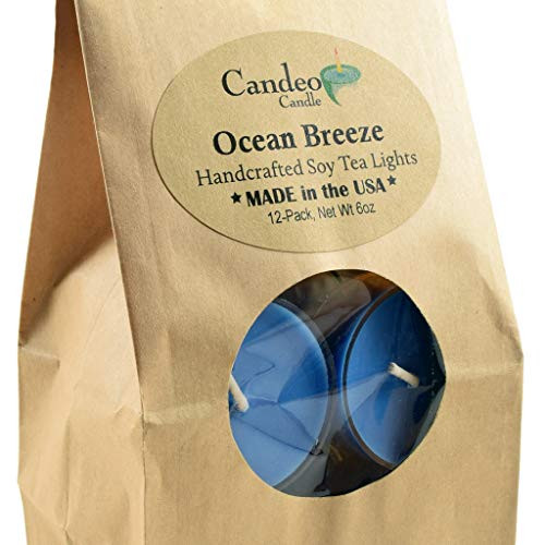Ocean Breeze, Scented Soy Tealights, 12 Pack Clear Cup Candles Ocean Breeze, Scented Soy Tealights, 12 Pack Clear Cup Candles