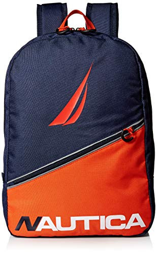 Nautica Little Diagonal Front Zip Full Size Backpack for Kids,  Blue/red, One Size