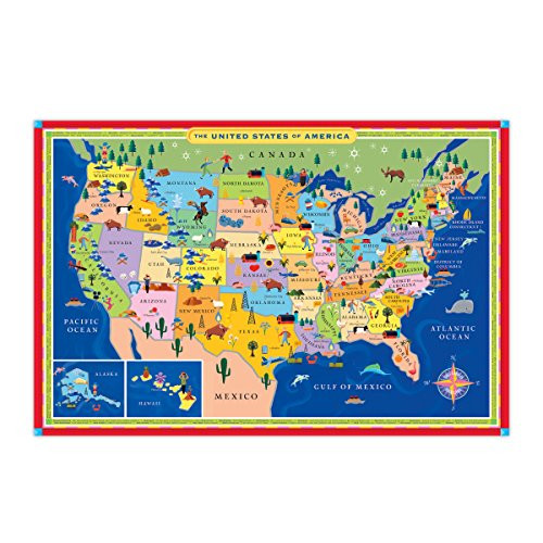 eeBoo Large Floor Puzzle for Kids, United States USA Map, 48 Pieces (3 x 2 feet)