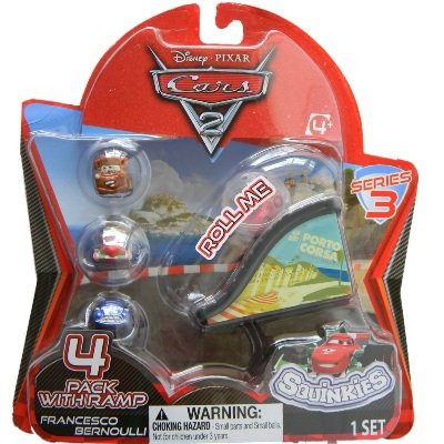 Squinkies Disney Cars 2 Series 3 Bubble Pack Includes 4 Squinkies Ramp